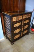 An American Drexel Heritage decorative chest of two short and three long graduated drawers, with bun