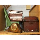 Mantle clock, tin trunk etc.