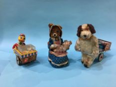 Vintage toys; tin plate duck etc.