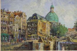 20th century Continental school, Vermeulen, oil on canvas, signed, 'Amsterdam', 38 x 49cm