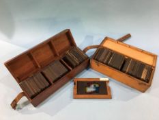 Collection of glass slides, in two fitted boxes