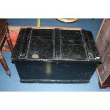 Black painted pine trunk, 94cm wide