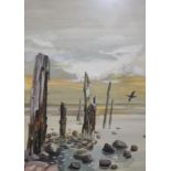 Sheila Mackie, watercolour, monogrammed S.G.M, 'Coastal Landscape', 53 x 40cm