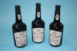 Three bottles of 1977 Pocas Junior Port