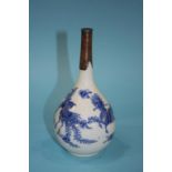 Blue and white bottle vase 20 cm height