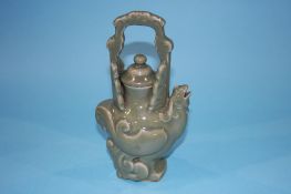 19th century celadon phoenix ewer 23 cm height