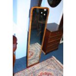 Walnut framed mirror, 124 x 33cm