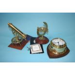 Ships clock, reproduction telescope and compass (3)