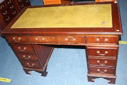 Reproduction mahogany pedestal desk, 200cm x 60cm