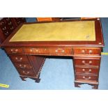 Reproduction mahogany pedestal desk, 200cm x 60cm