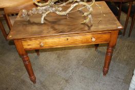 A pine single drawer side table, 107cm wide