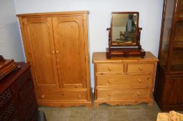 Pine wardrobe and chest of drawers