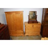 Pine wardrobe and chest of drawers