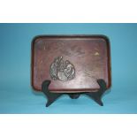 Bronze Oriental tray, signed 26.5 cm wide