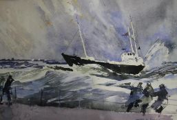 Walter F. Parker, (1914 -2010), signed, dated 1986, 'Fishing vessel in stormy seas', 33 x 47cm