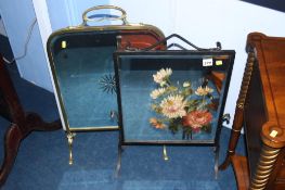 Two glass fire screens (2)