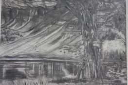 Patrick McCann, charcoal, signed, 'Highland Coastal Scene', 29 x 40cm, another Patrick McCann,