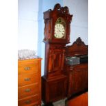 A mahogany long case clock, with painted dial, eight day movement, two subsidiary dials by Burnell