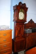 A mahogany long case clock, with painted dial, eight day movement, two subsidiary dials by Burnell