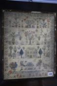 Sampler by Mary Parsons, worked at Tuckers, October 18th 1841, aged 12 years, 41 x 32cm