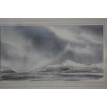 R. J. Rowell, watercolour, signed, dated 1997, 'Steely Sky Loch Ness', 26 x 49cm