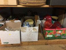 Shelf of assorted, glassware etc.