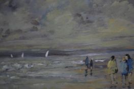 Donald Woodcock, oil, signed, 'On the Seashore', 17 x 23cm