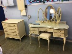 Cream dressing table and chest of drawers