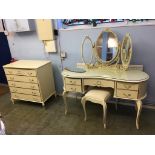 Cream dressing table and chest of drawers