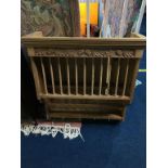 Carved pine plate rack, 79cm wide