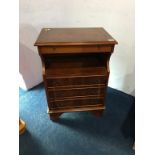 Yew wood bedside chest with brushing slide, 46cm wide