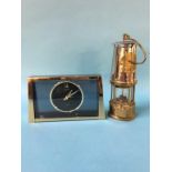 A Seiko Quartz desktop clock, plus Eccles miners lamp