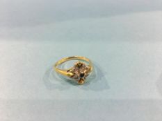 Sapphire and diamond ring, stamped 22, weight 2.3 grams Size 'L'