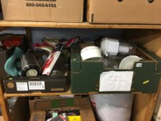 A shelf of assorted glassware, kitchenalia etc.