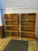 A pair of teak Simplex four tier stacking bookcases, 92cm wide, 172cm high