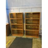 A pair of teak Simplex four tier stacking bookcases, 92cm wide, 172cm high