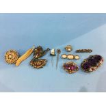 Ten assorted brooches