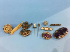 Ten assorted brooches