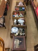 Five boxes assorted to include Aynsley and Wedgwood etc.