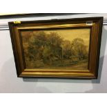 J. Hodgson Campbell, oil, signed, 'Autumnal street scene', 24 x 39cm