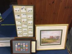 Five framed pictures, watercolour etc.