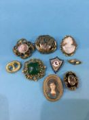 Nine various brooches