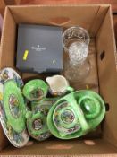 One box assorted to include Maling lustre and Waterford crystal