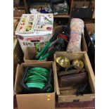 Four boxes miscellaneous to include strimmer, steam cleaner etc.