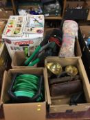 Four boxes miscellaneous to include strimmer, steam cleaner etc.