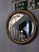 Circular brass framed mirror, 43cm diameter