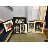 Six framed signed pictures of Sports Personalities, featuring Nobby Stiles, Len Ashurst, Shay Given,