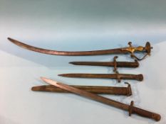 German bayonet, English bayonet, another bayonet and an Indian sword (4)