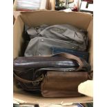 One box of leather handbags
