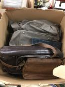 One box of leather handbags